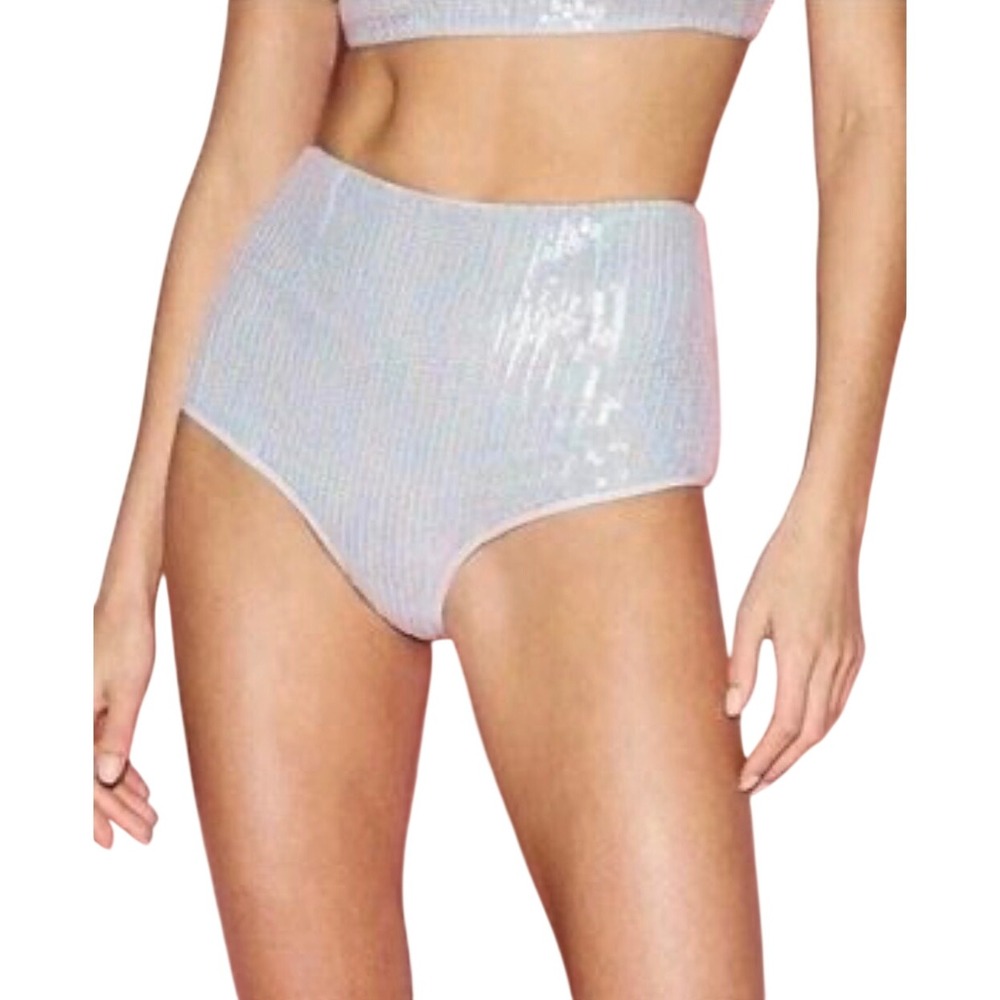 NWT Victorias Secret Runway Sequin Shimmer High-Waist Short XL Iridescent Blue